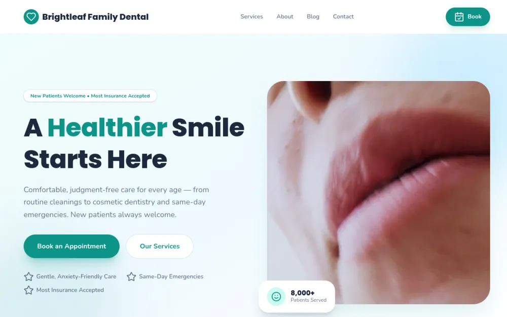 Screenshot of the Dental Practice website