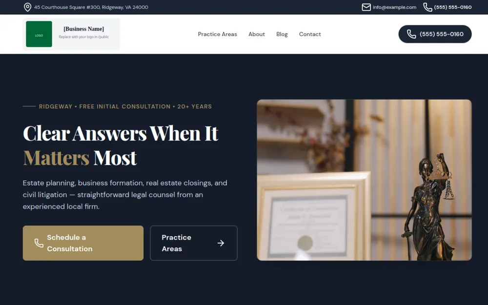 Screenshot of the Professional Services website