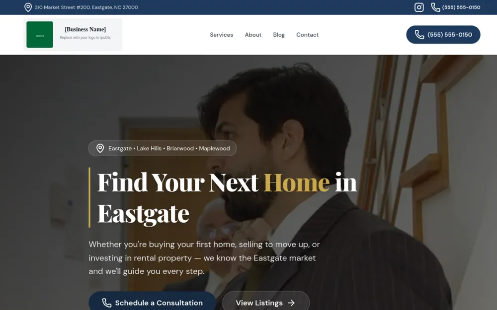 Screenshot of the Real Estate website